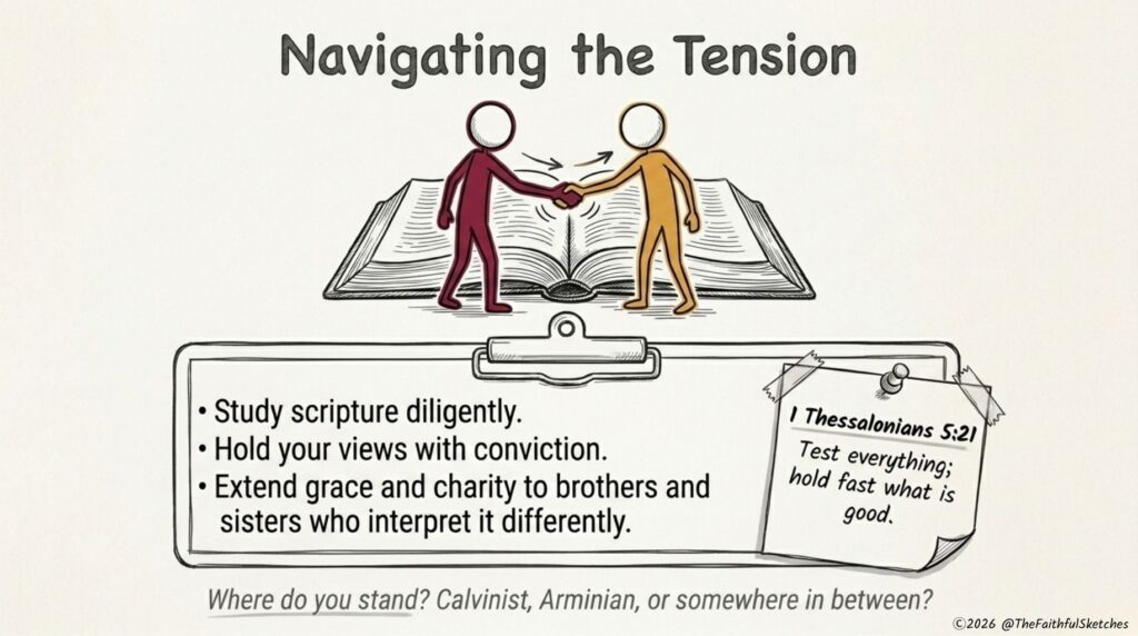 calvinism vs arminianism 1 thessalonians 5:21