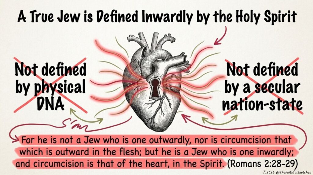 Romans 2:28-29 He is not a Jew, which is one outwardly but he is a Jew, which is one inwardly