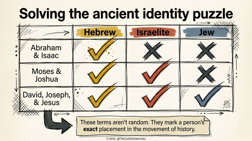 difference between  hebrews israelites jews