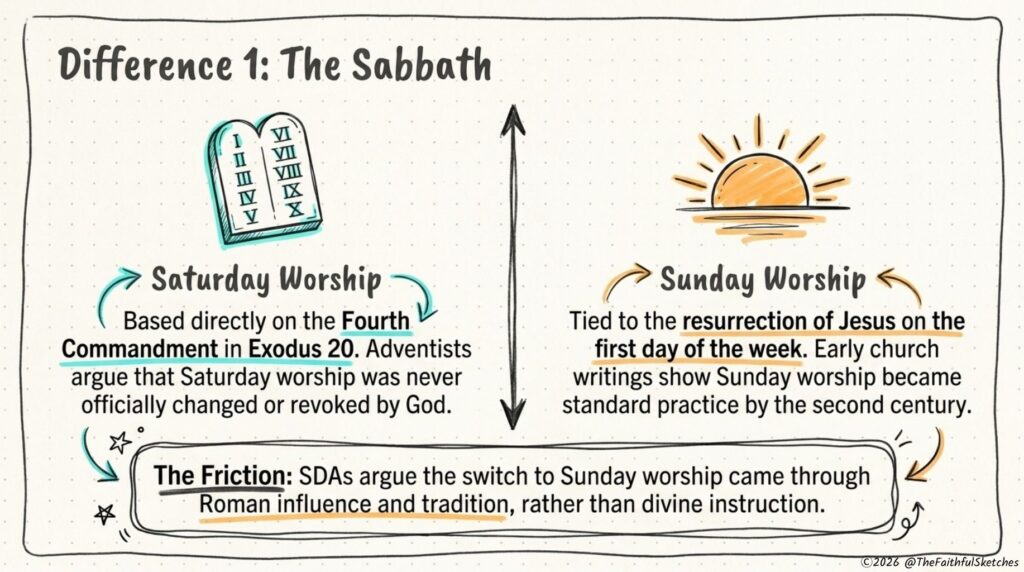 why seventh day adventist worship on saturday