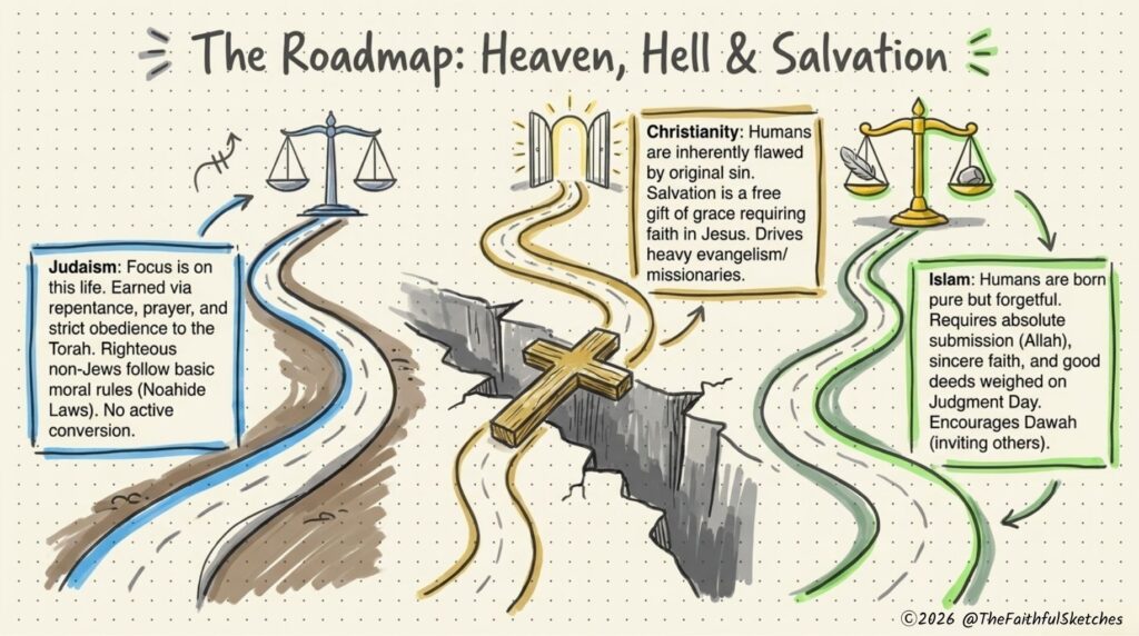 how different religion see believe about heaven and hell