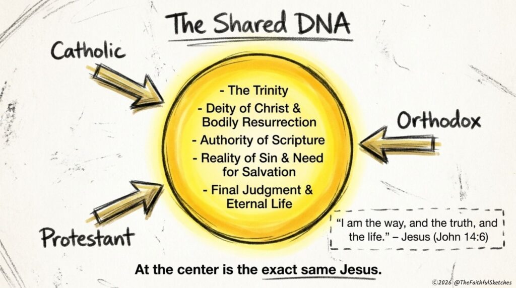 What protestant catholic Orthodox have in common